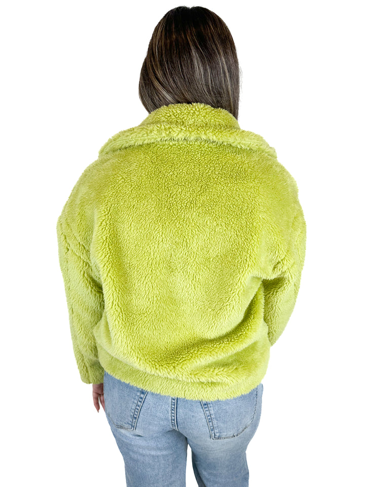 Olivaceous Green Faux Fur Jacket (S)