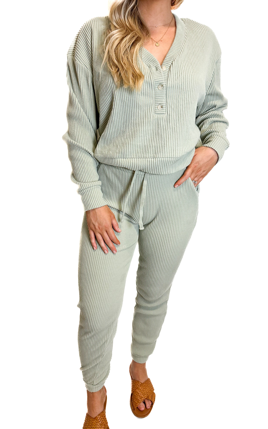 Abercrombie Light Green Ribbed Set (XS)