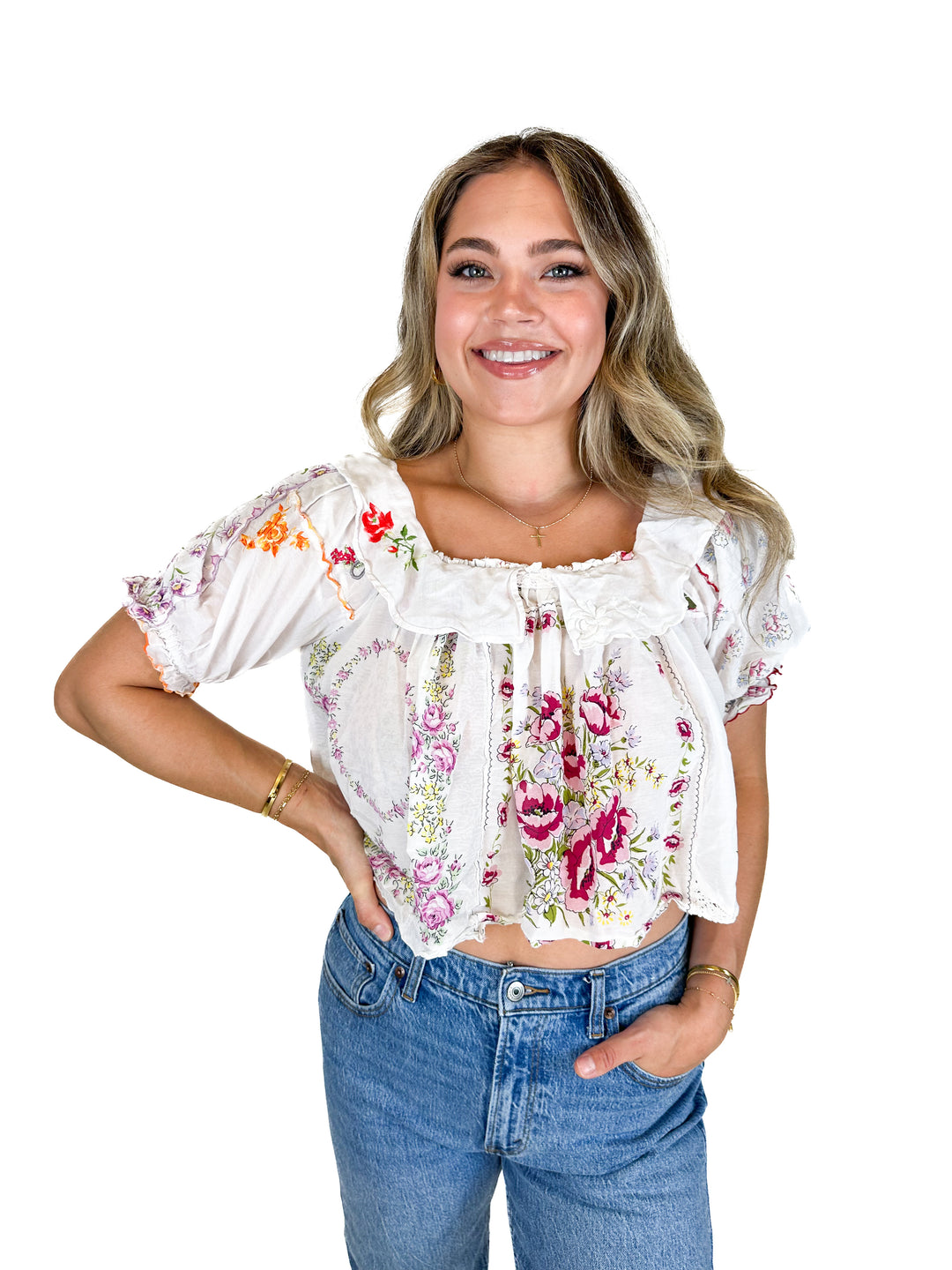 Anthropologie Cropped Floral Blouse (S)