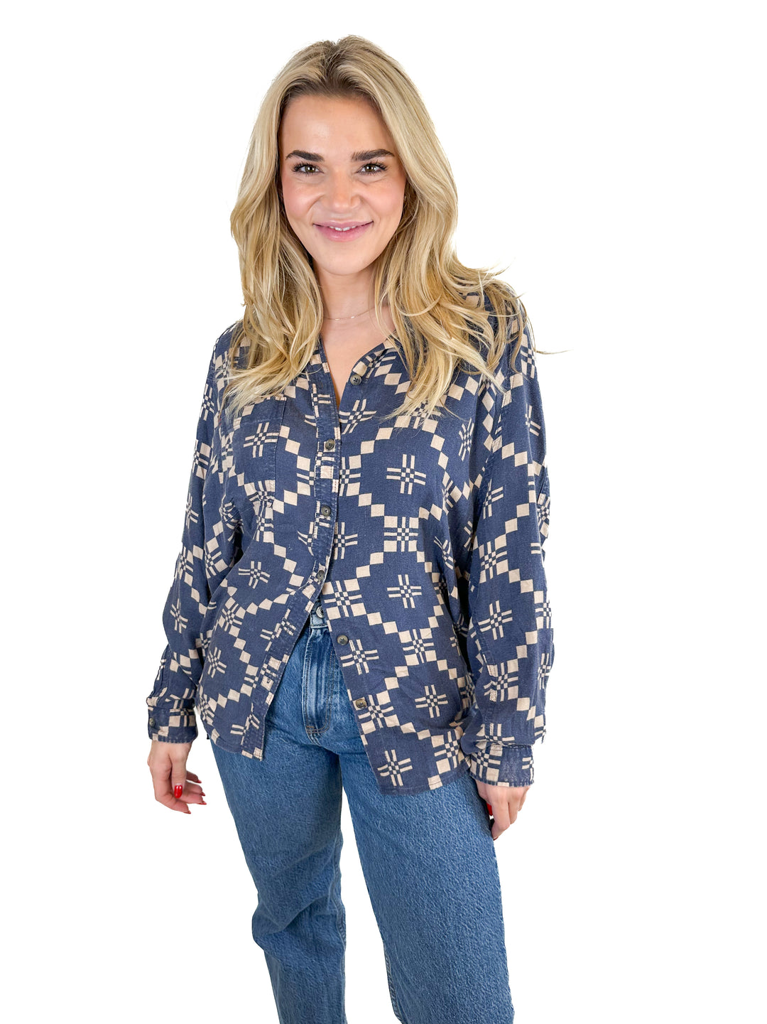 BDG Urban Outfitters Geometric Button Down Shirt (M)