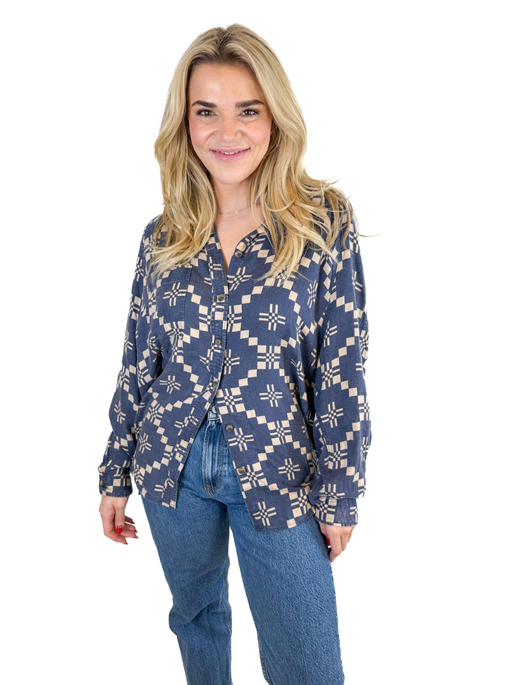 BDG Urban Outfitters Geometric Button Down Shirt (M)