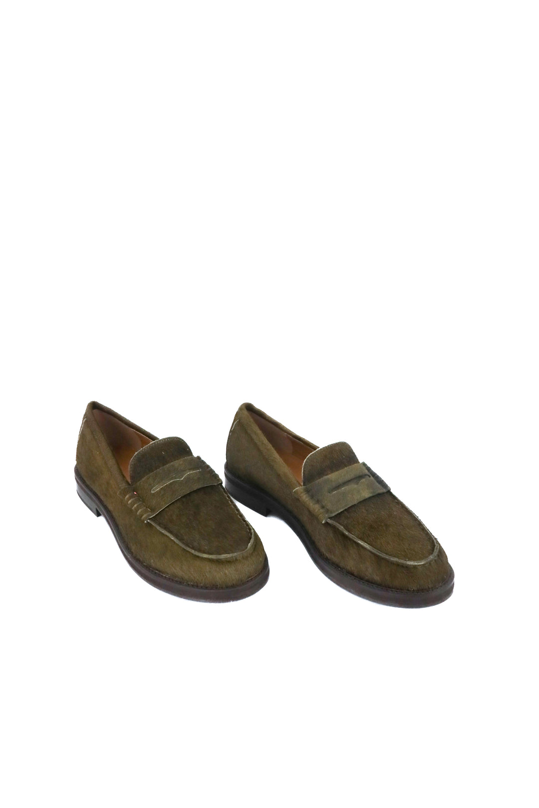 steve madden green cow leather loafers (9.5)