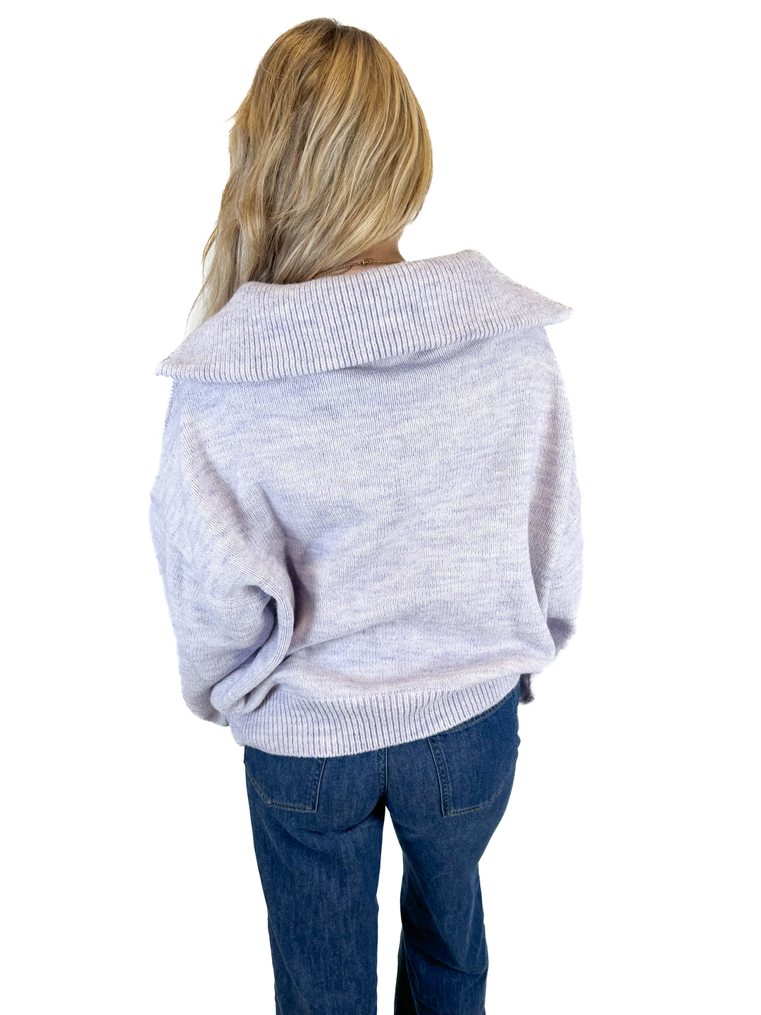 Topshop Lavender Marled V-Neck Collared Sweater (S)