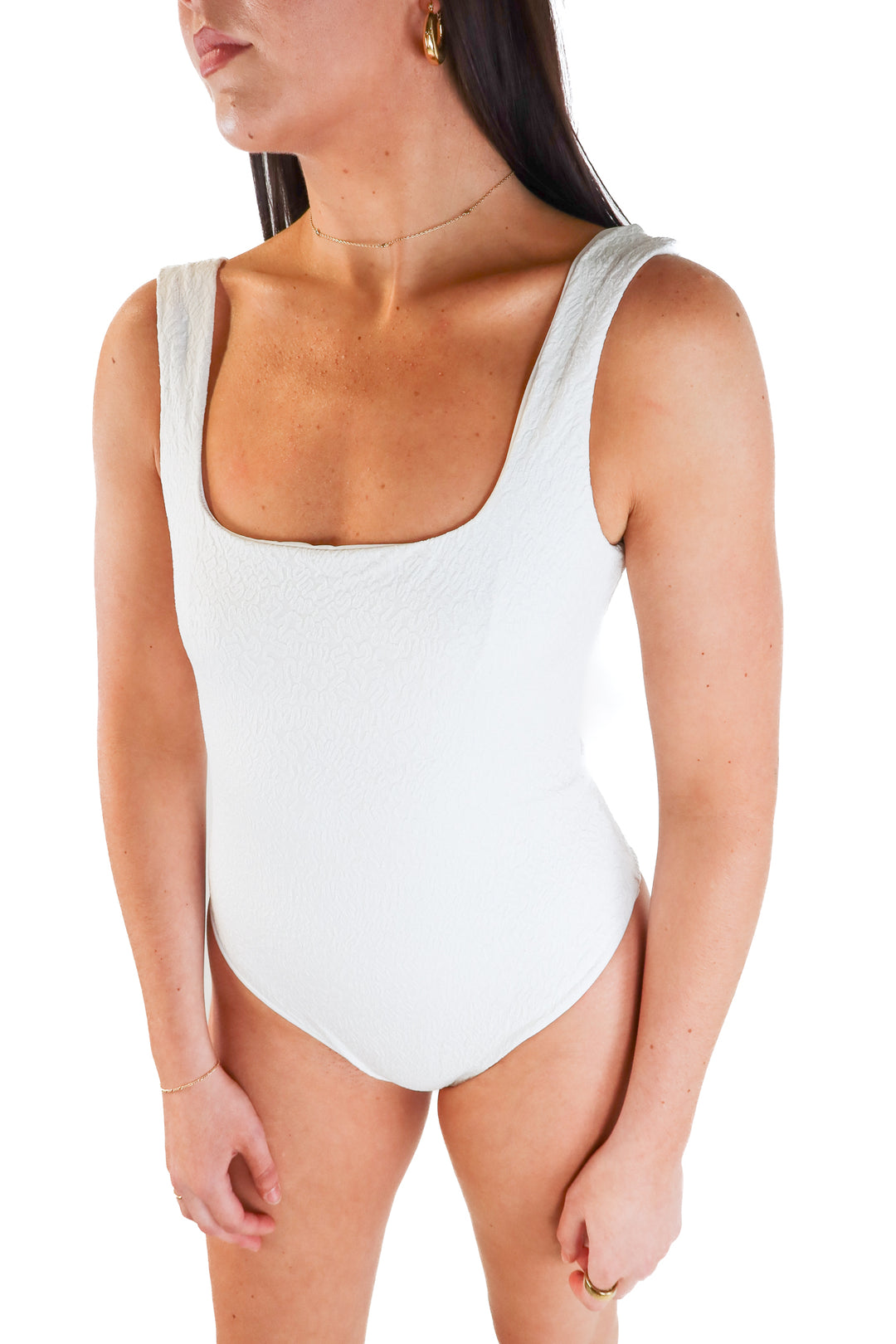 Mara Hoffman Textured White One-Piece Swimsuit (M; retail $253)