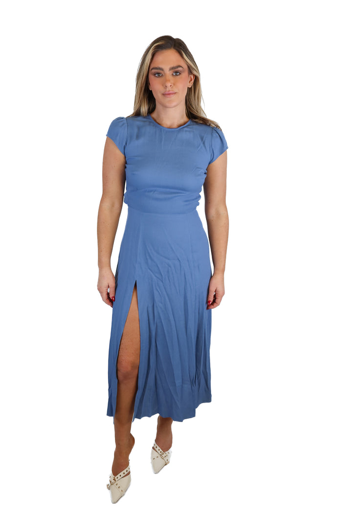 Reformation blue open back midi dress (4)