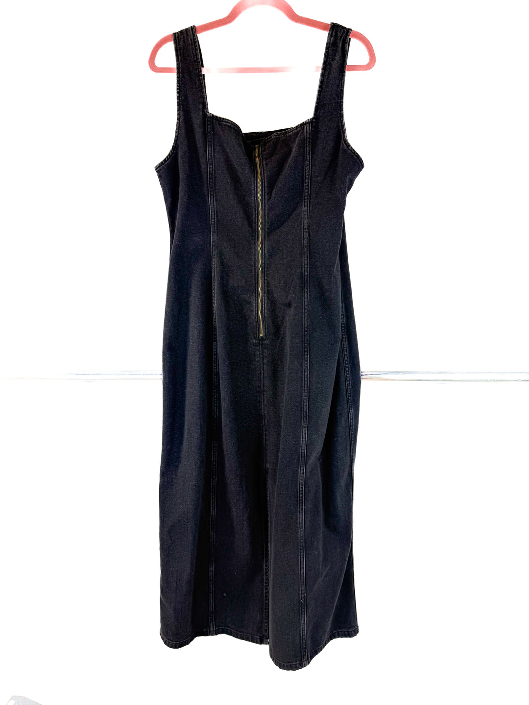 abercrombie & fitch black denim maxi dress (L)