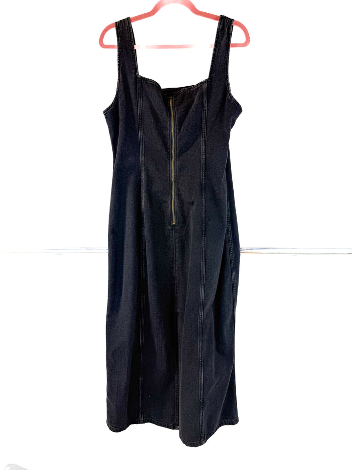 abercrombie & fitch black denim maxi dress (L)