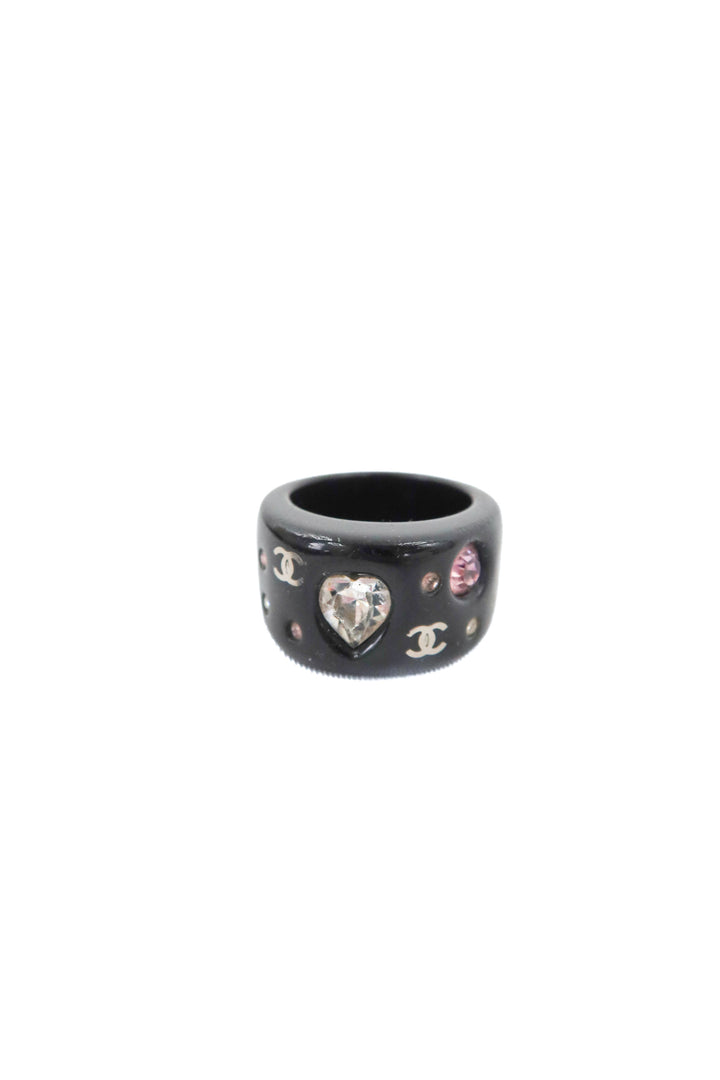 Chanel resin and crystal cc Ring (7; retail $850)