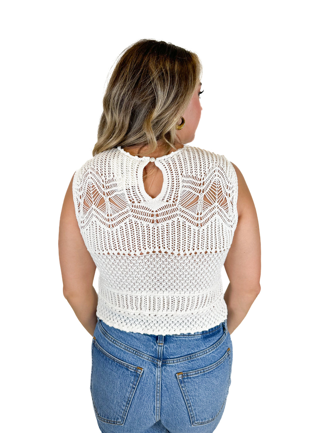 Abercrombie White Crochet Tank (L)