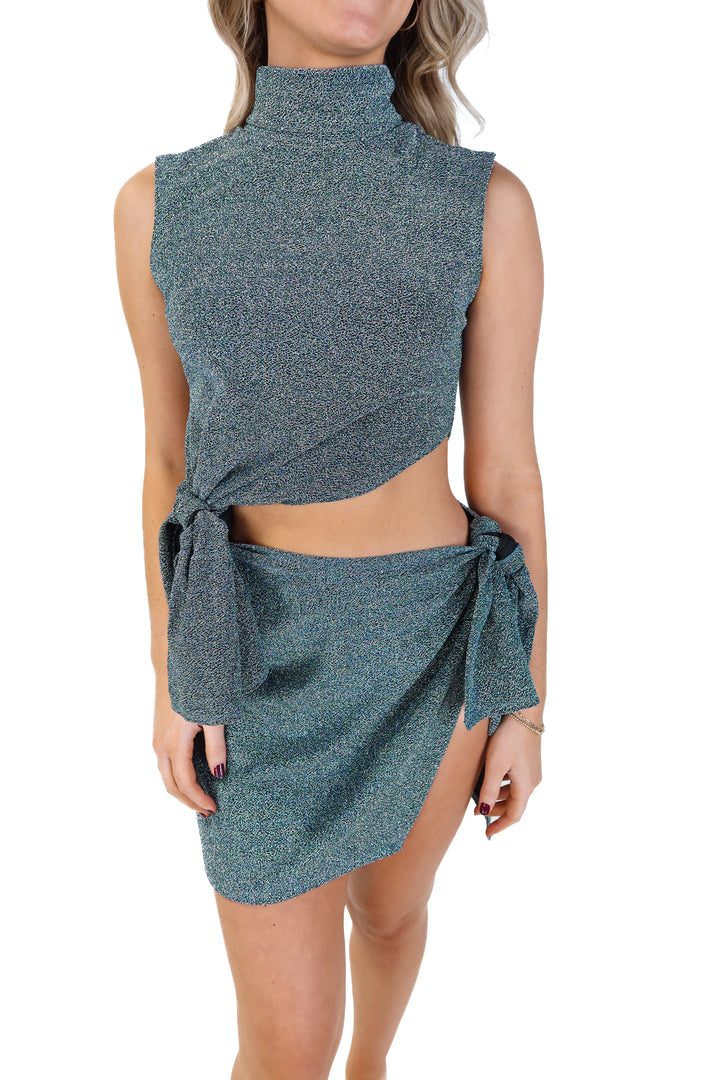 L’Academie green/silver cutout dress NWT (s; retail $273)