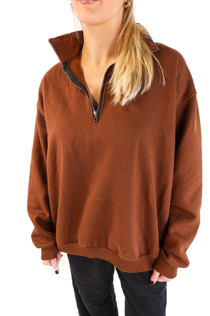 Brown Half-Zip Sweatshirt (XL)