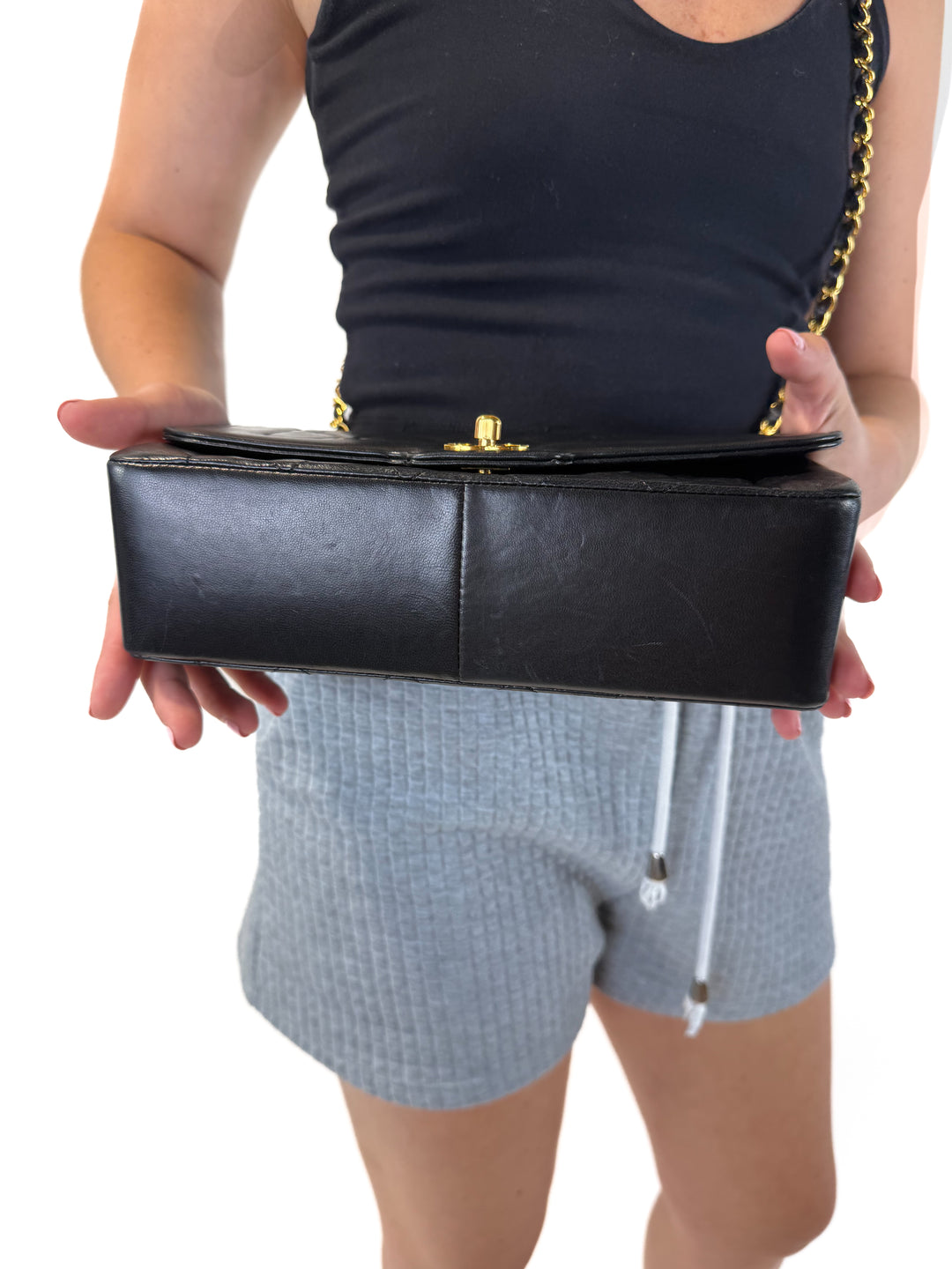 Chanel Diana Black Lambskin Crossbody (Vintage)