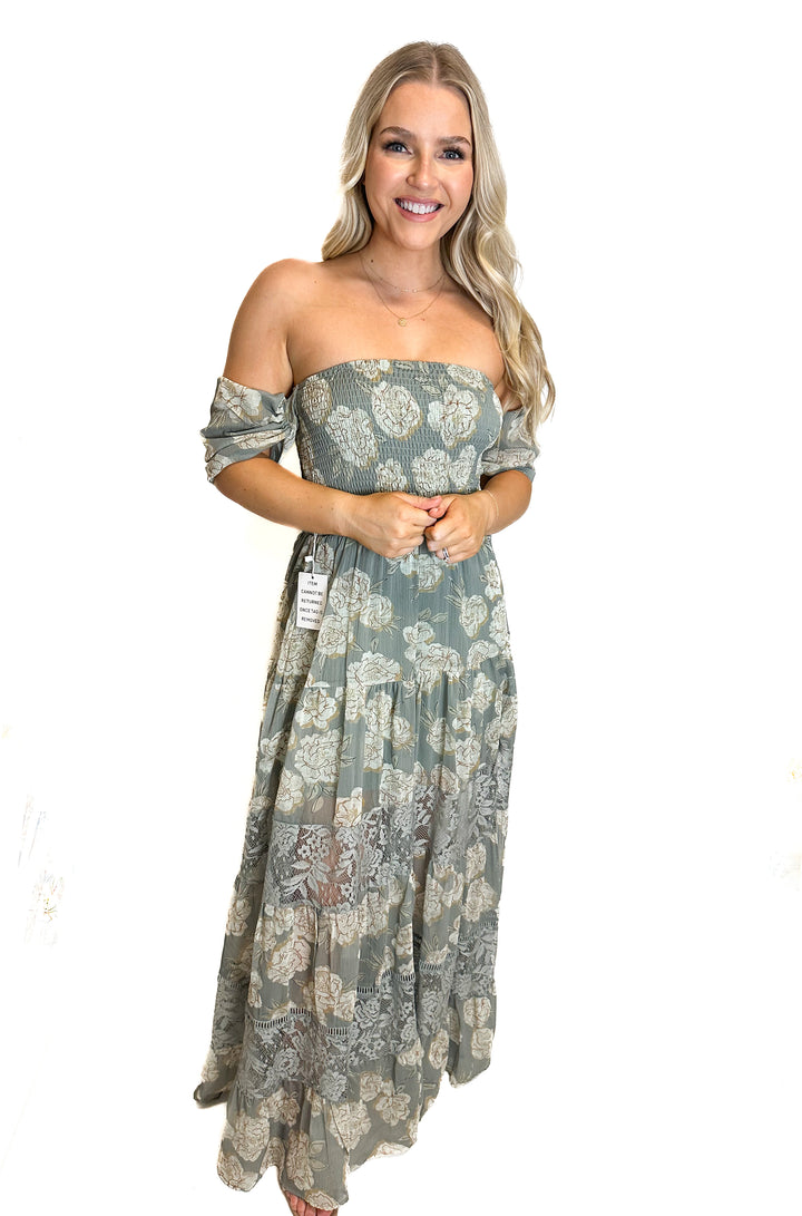 Joyfolie Green Floral Maxi Dress XXS (NWT)