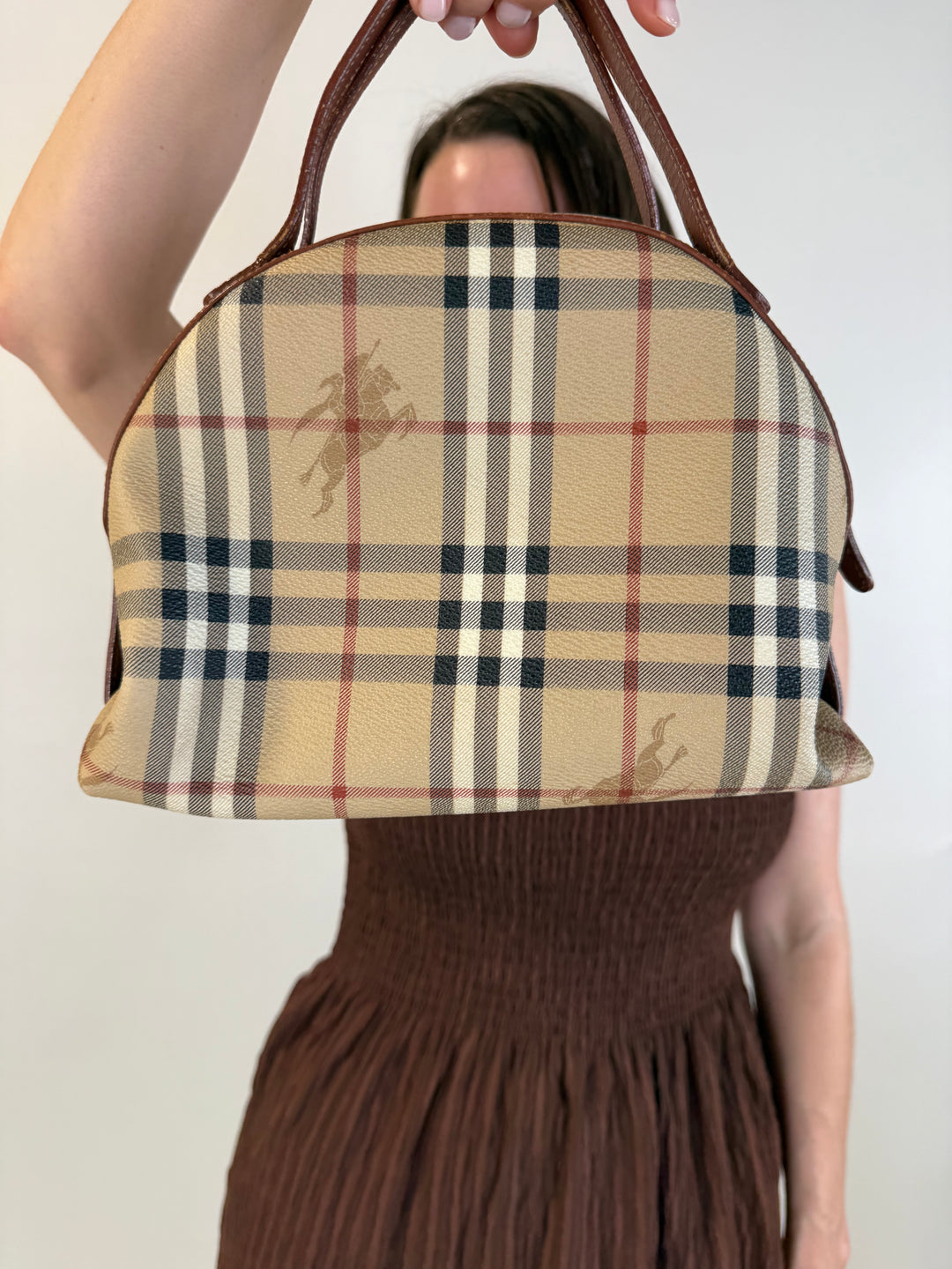 SOLD: Burberry Convertible Small Top Handle Tote (Vintage)
