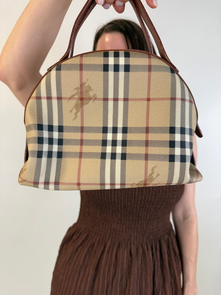 SOLD: Burberry Convertible Small Top Handle Tote (Vintage)