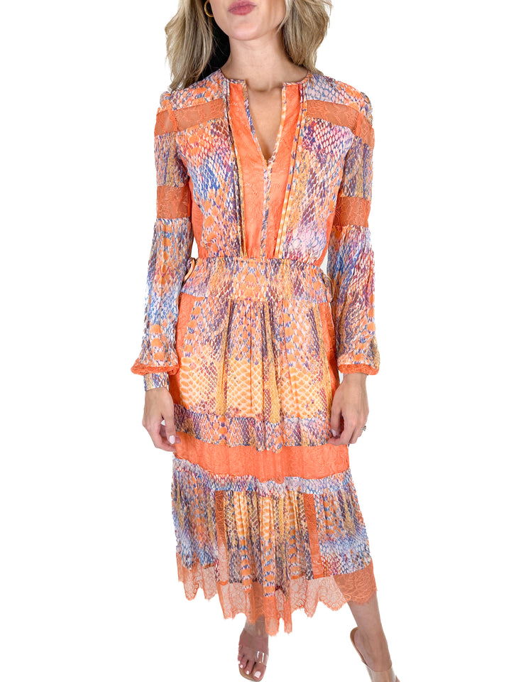 Hale Bob Animal Print Orange Lace Dress NWT (XS)
