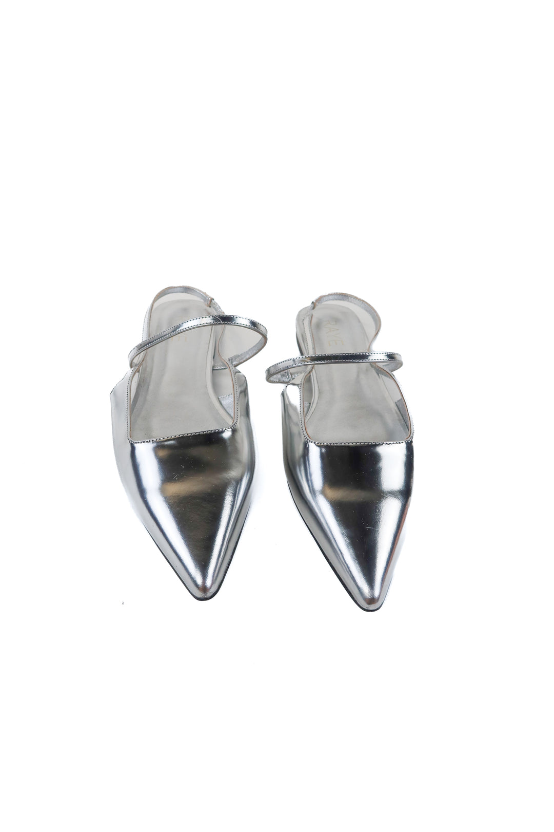 raye silver metallic flats (9.5; retail $73)