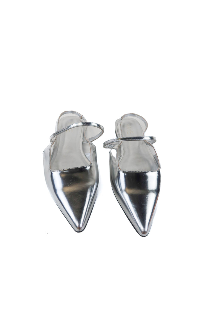 raye silver metallic flats (9.5; retail $73)