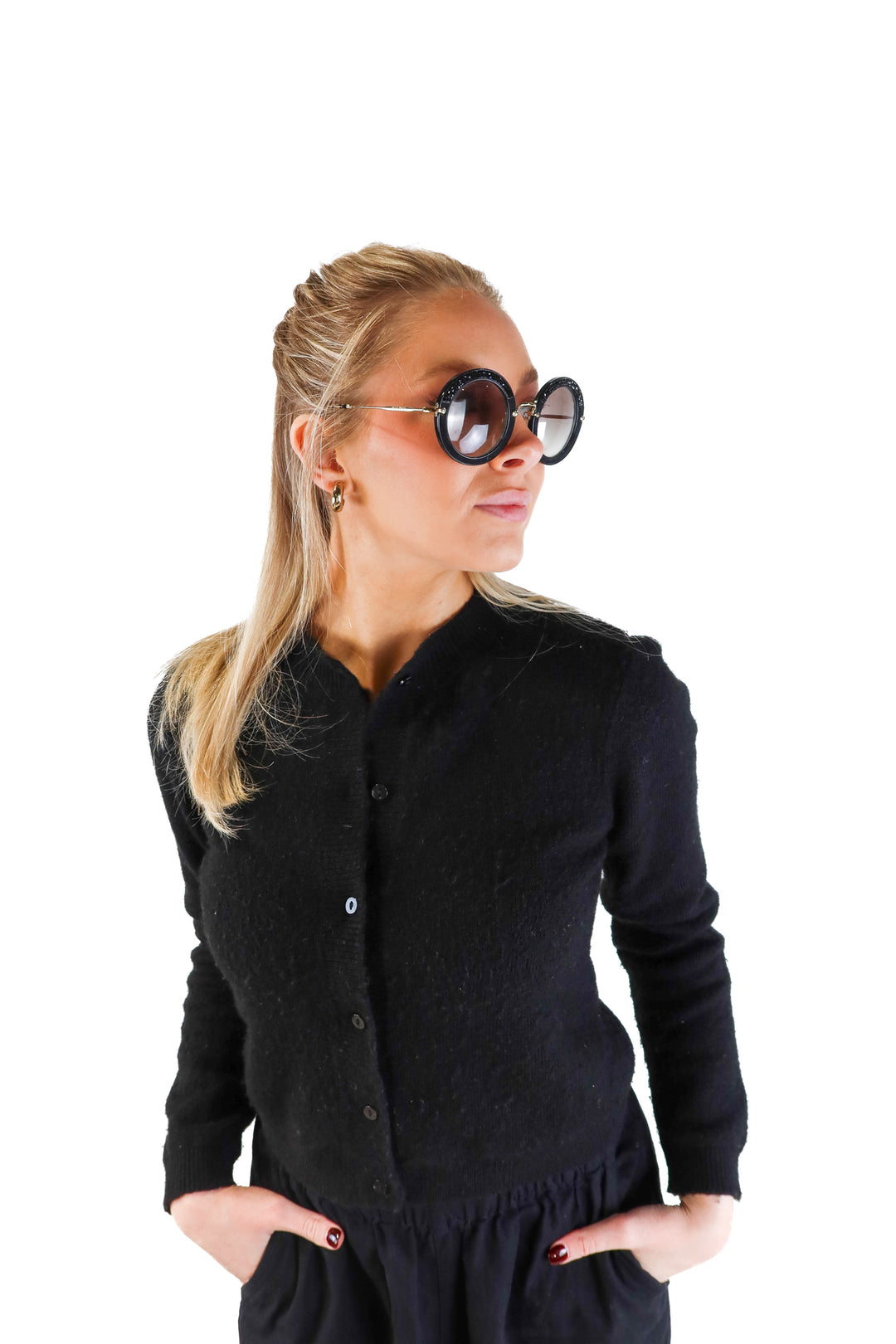Miu miu round black crystal sunglasses (retail $418)