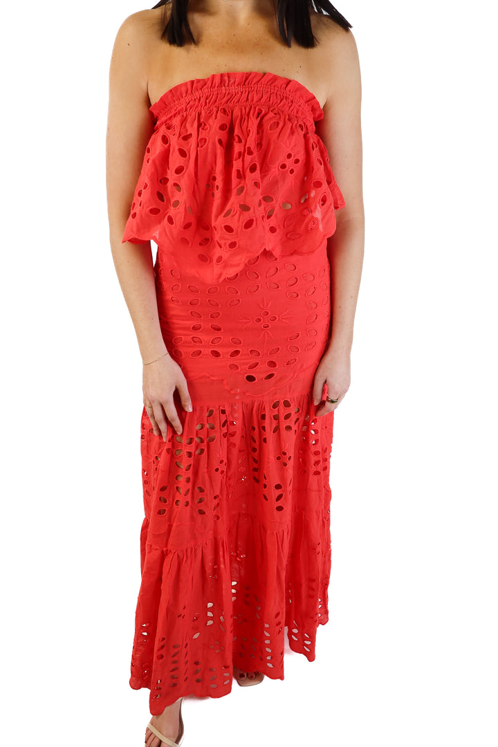 Luxxel Floral Eyelet Red Set (M)