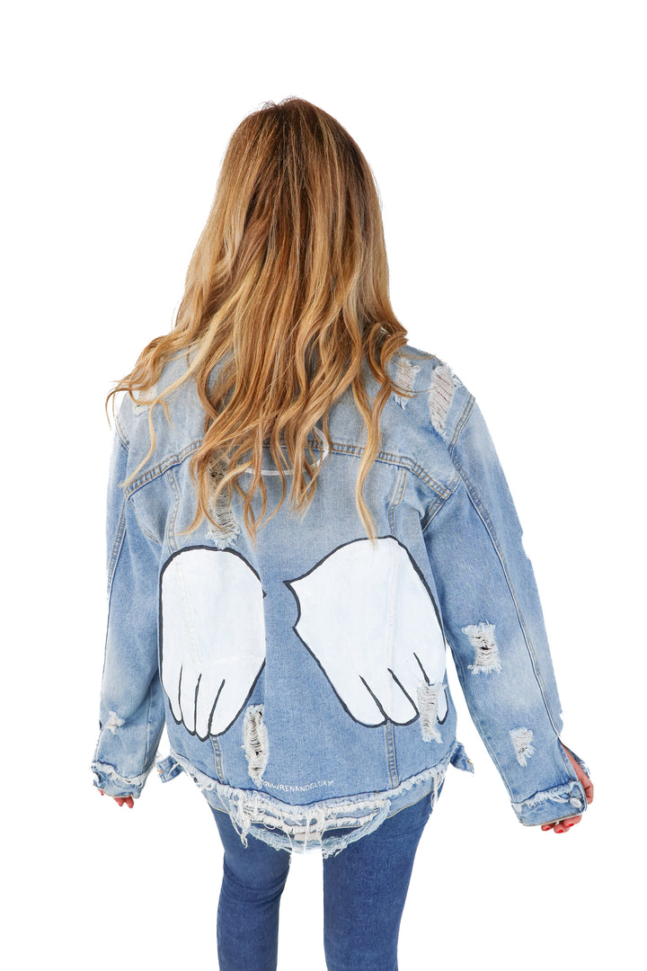 Wren + Glory Sassy Angel Distressed Denim Jacket (S; retails $425)