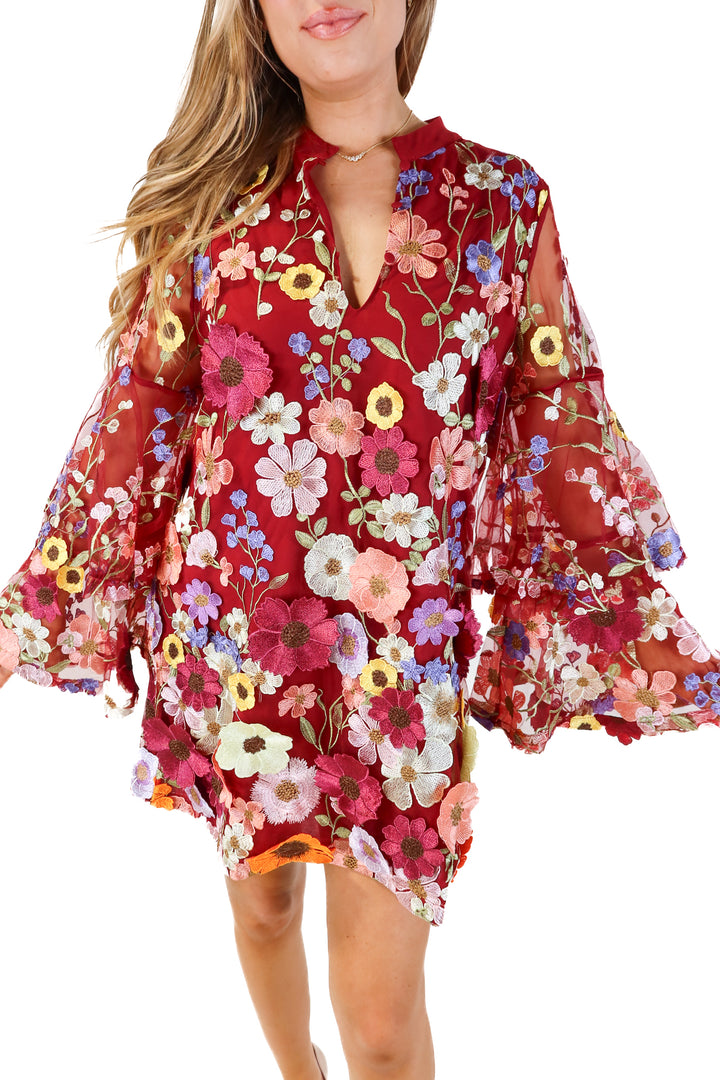 Buddy love maroon floral Mockneck dress NWT (L)