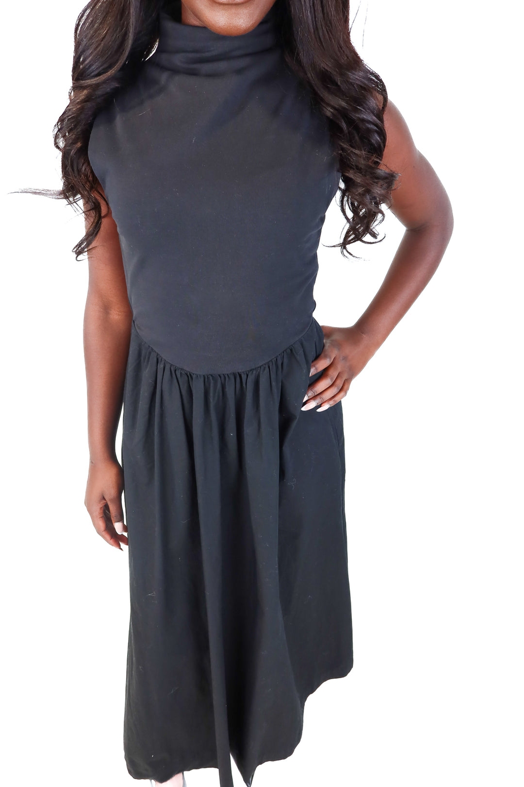 J. Crew Black Cotton and Jersey Dress (XXS)