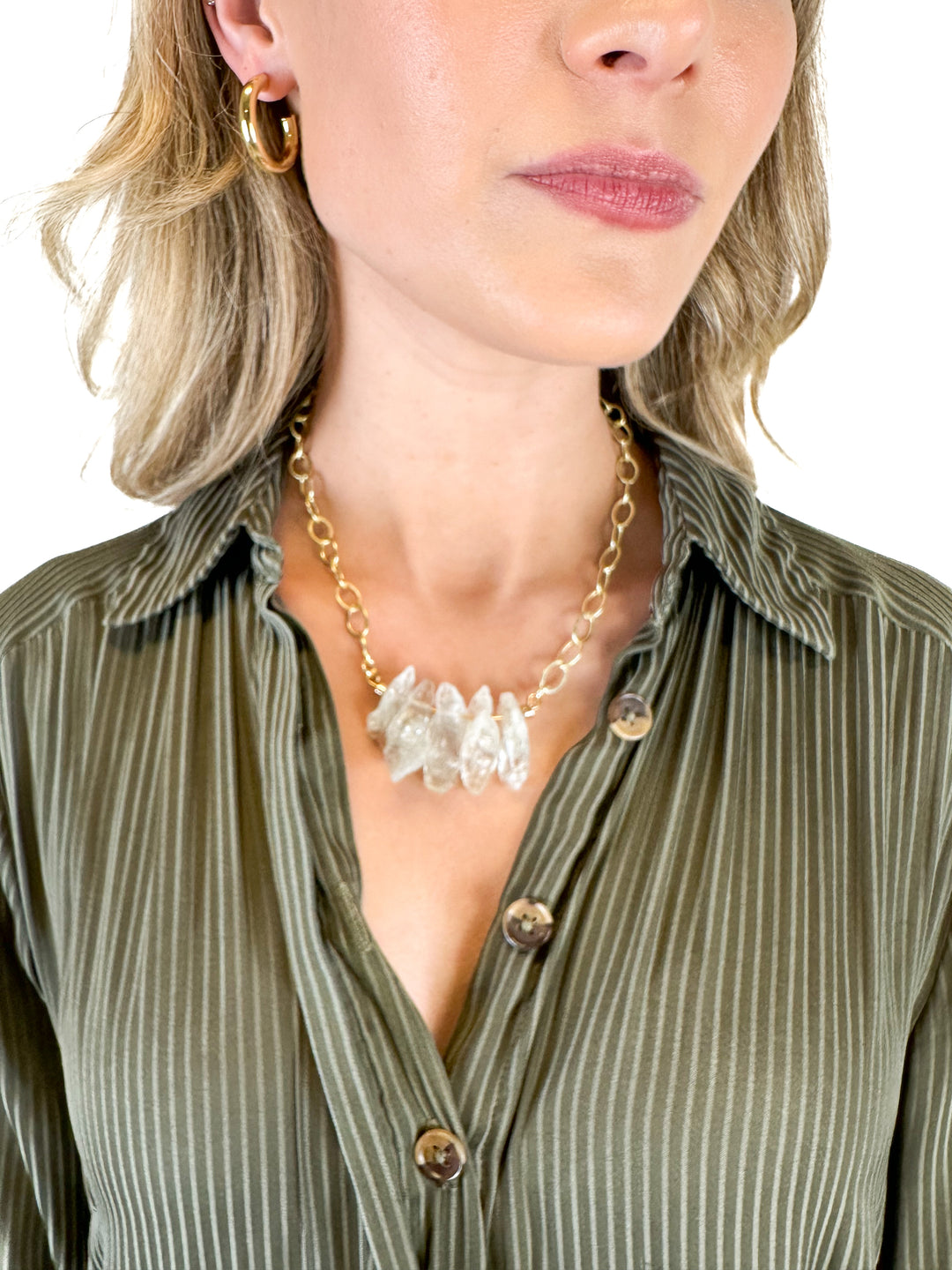 Mary Kathryn Bronze and Rock Crystal Necklace