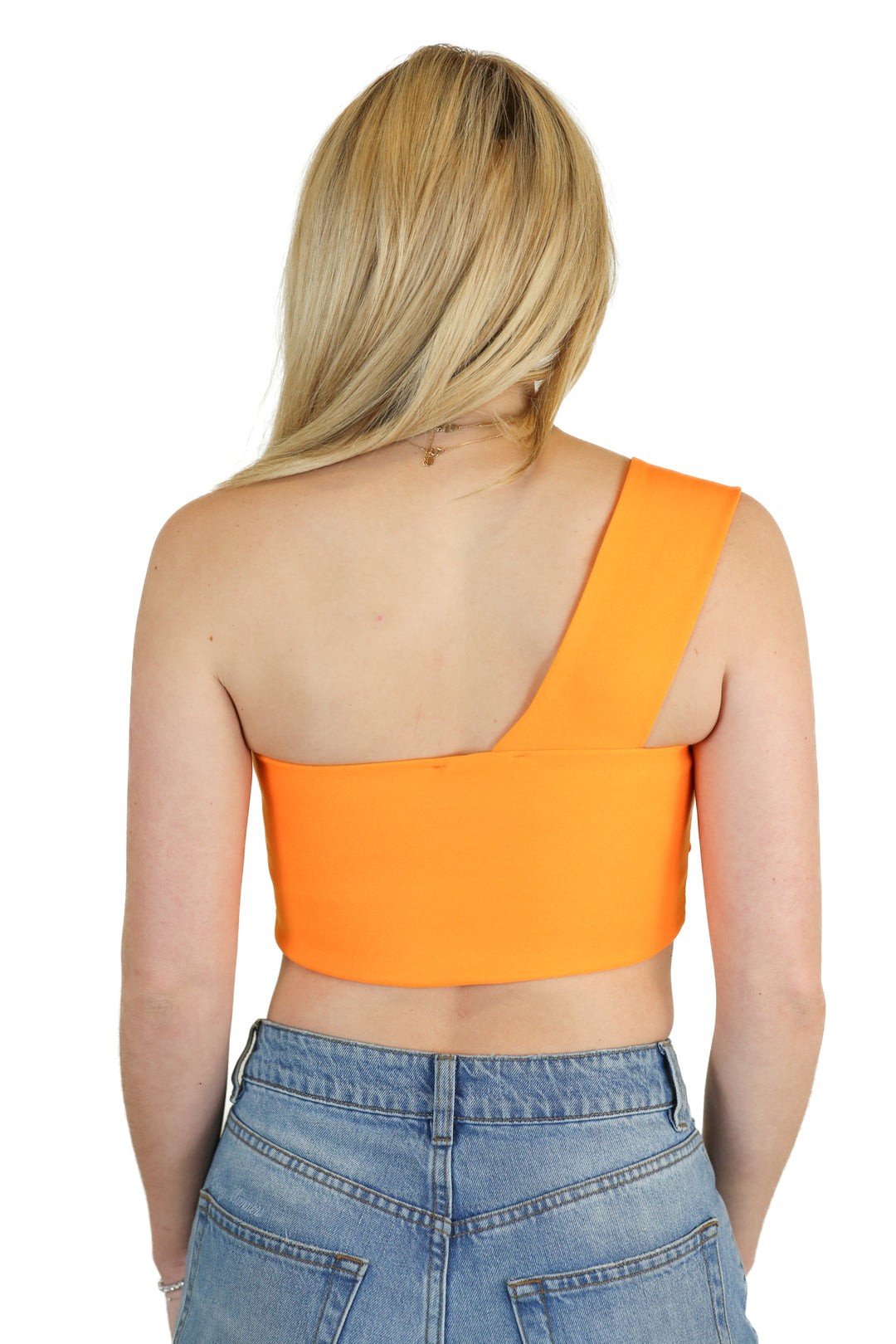 Zara Bright Orange One-Shoulder Cropped Top (S)