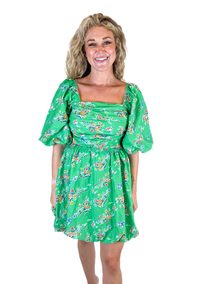 A New Day Green Floral Mini Dress (M)