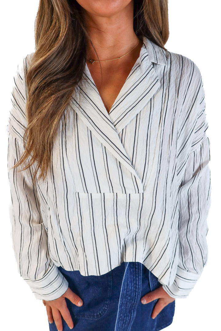 Anthropologie white/navy striped blouse NWT (m; retails for $108)