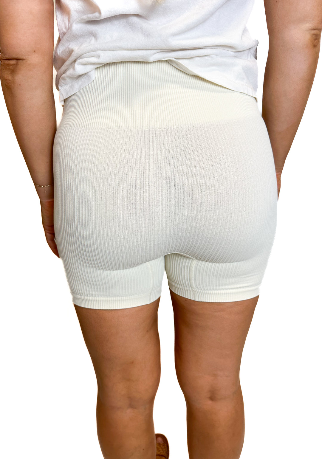 Cream Ribbed Bike Short (S)