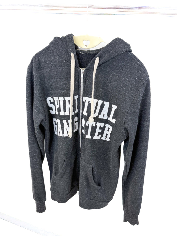 spiritual gangster dark grey zip up (s; retail $148)