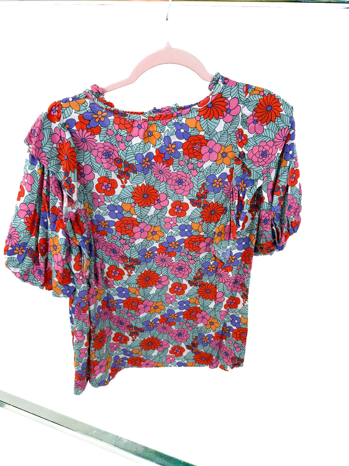 mod boutique floral top (L; retail $44)