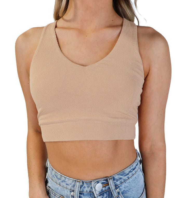 Kittenish tan v-neck tank NWT (s; retails for $34)