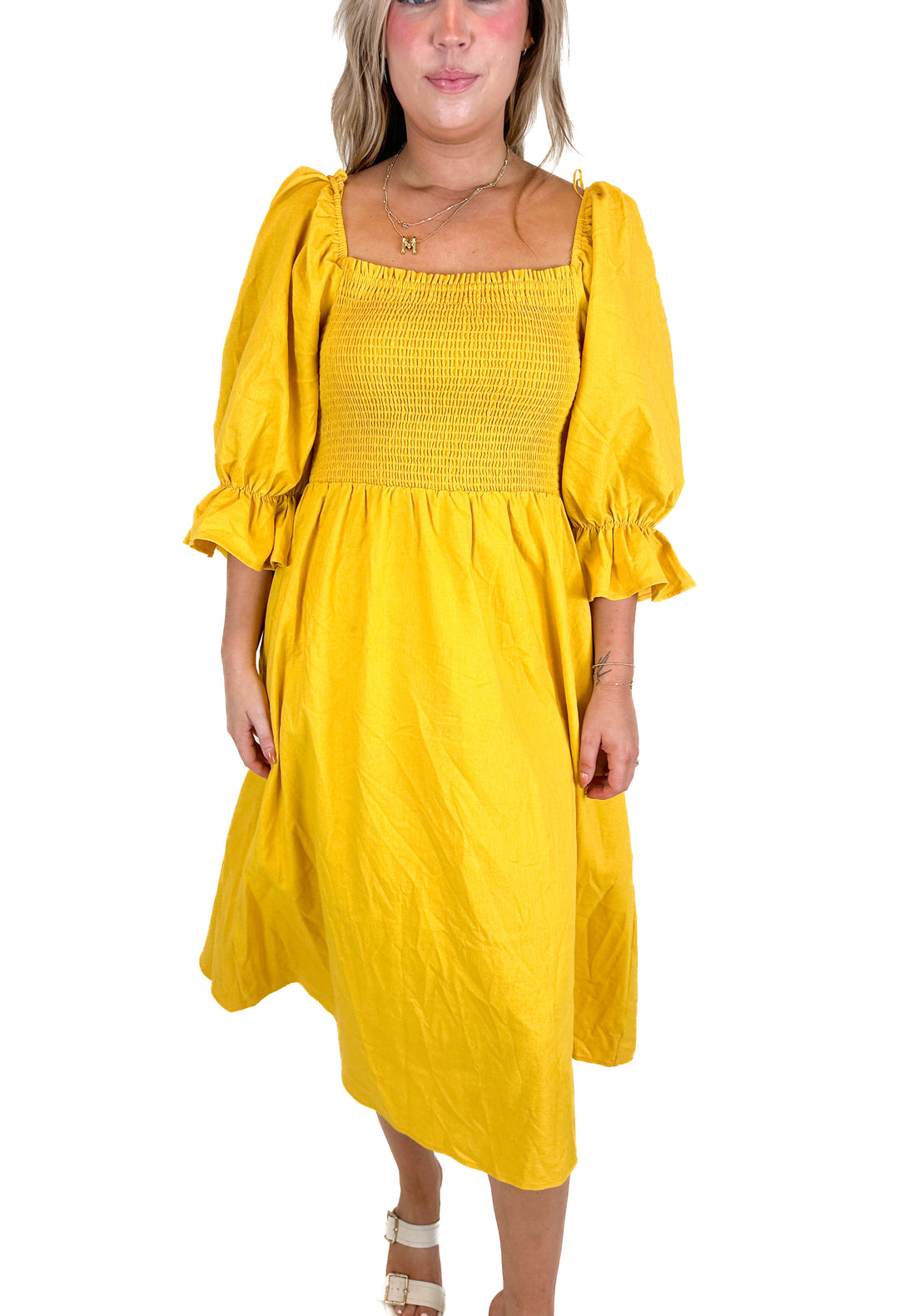 Aura Marigold Midi Dress (L)