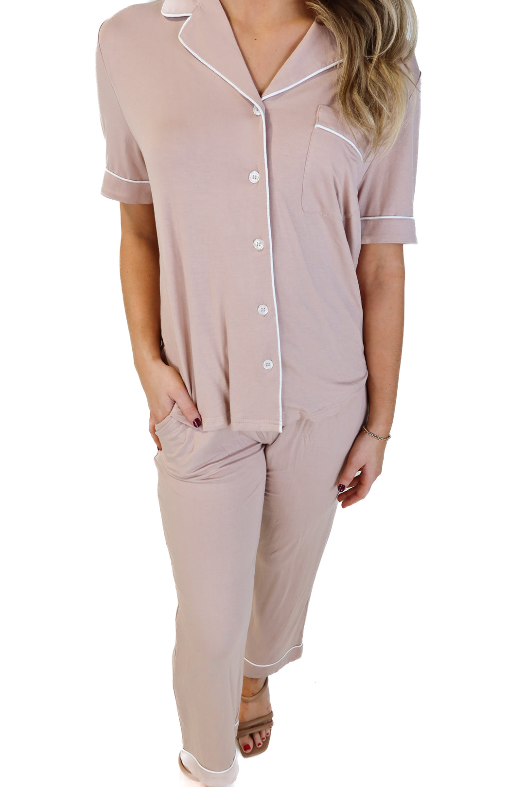 Cozy earth blush pajama set NWT (xs; retail $190)