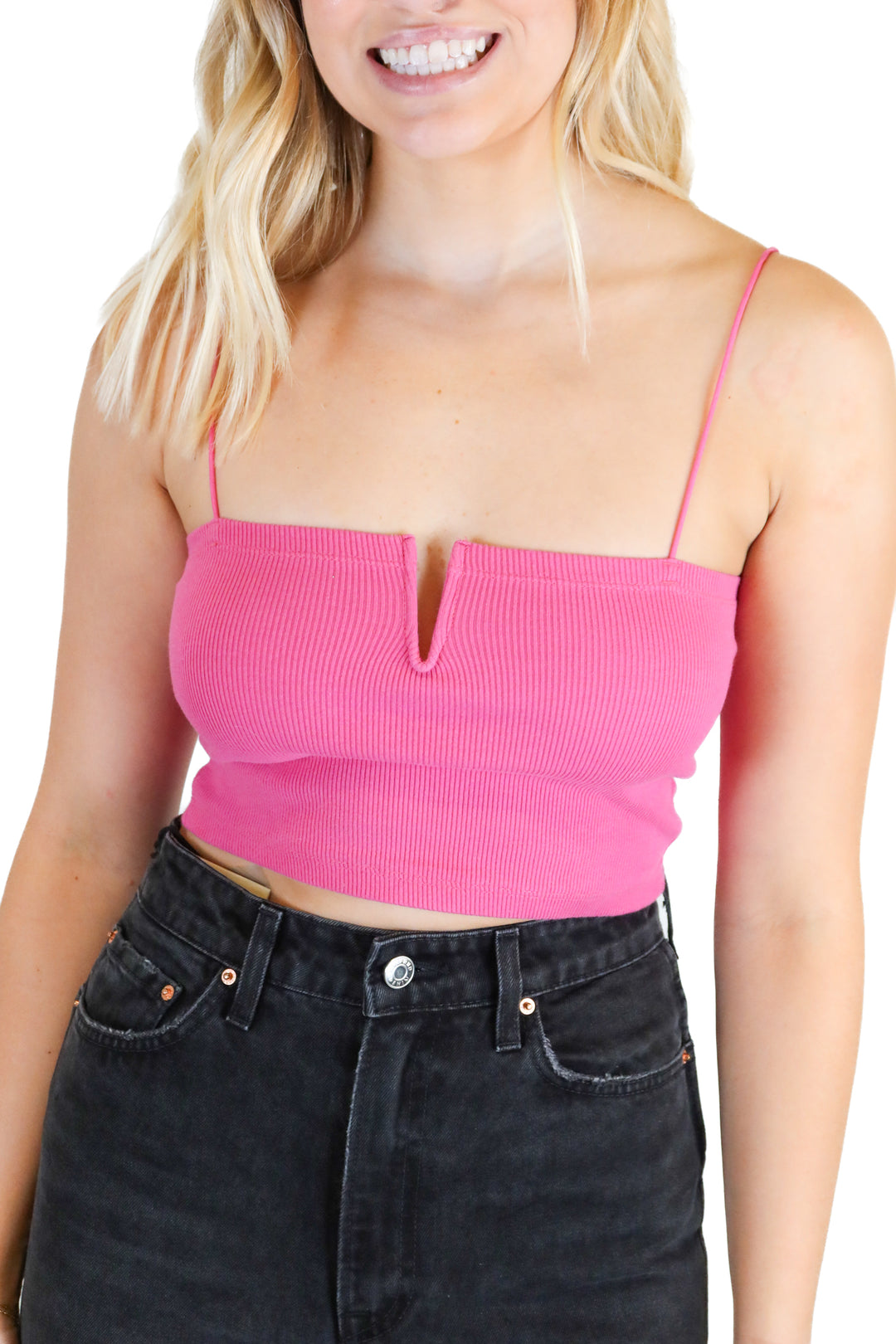 Zara pink ribbed crop top (M)
