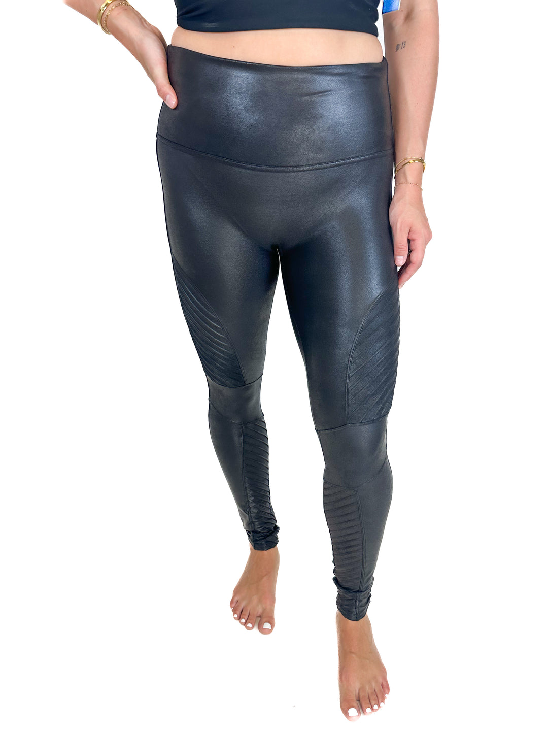 Spanx Vegan Leather Moto Style Leggings (L)