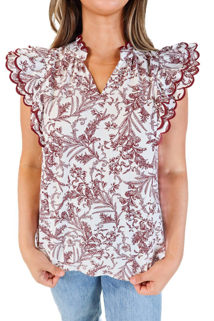 Entro purple/white floral top (L)