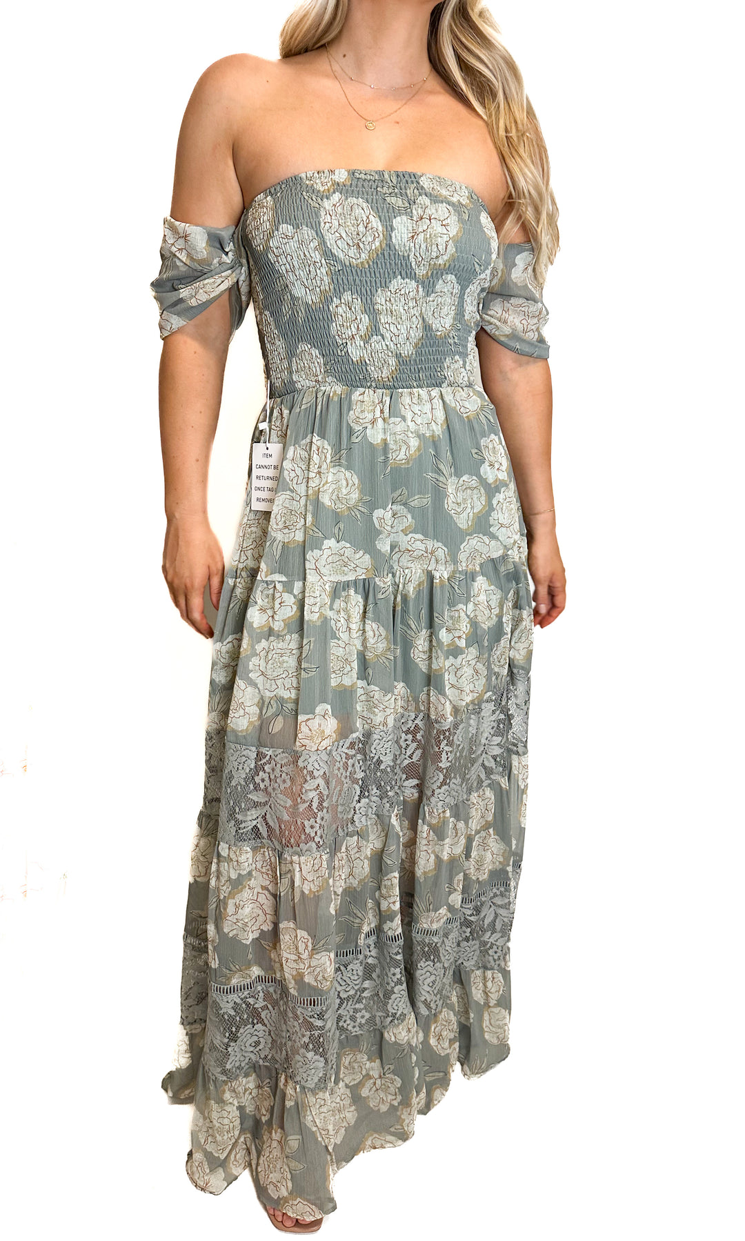 Joyfolie Green Floral Maxi Dress XXS (NWT)