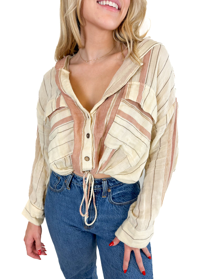 Free People Striped Hoodie (XS)