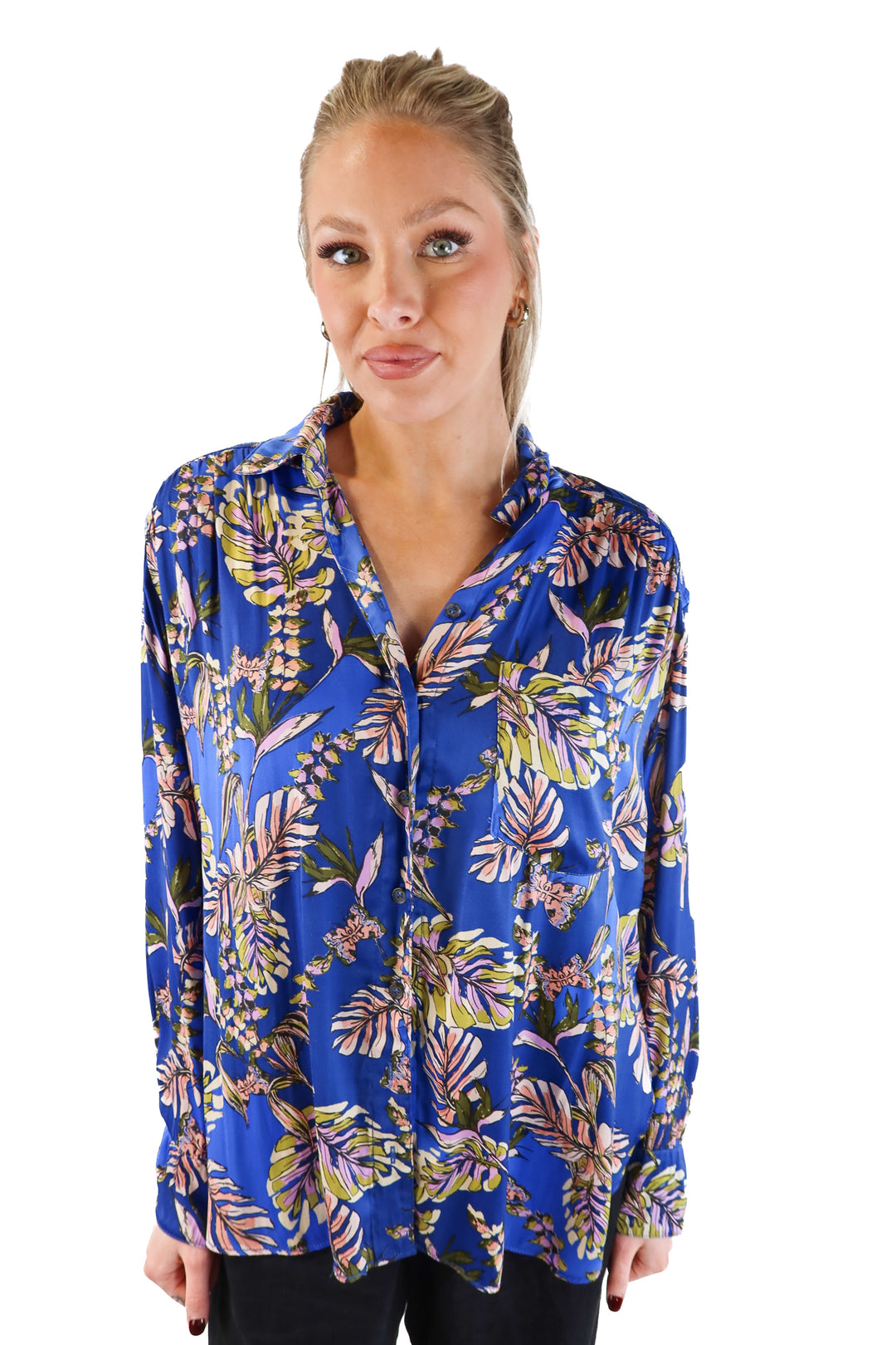 Free People Silky Floral Blouse (S; retail $120)