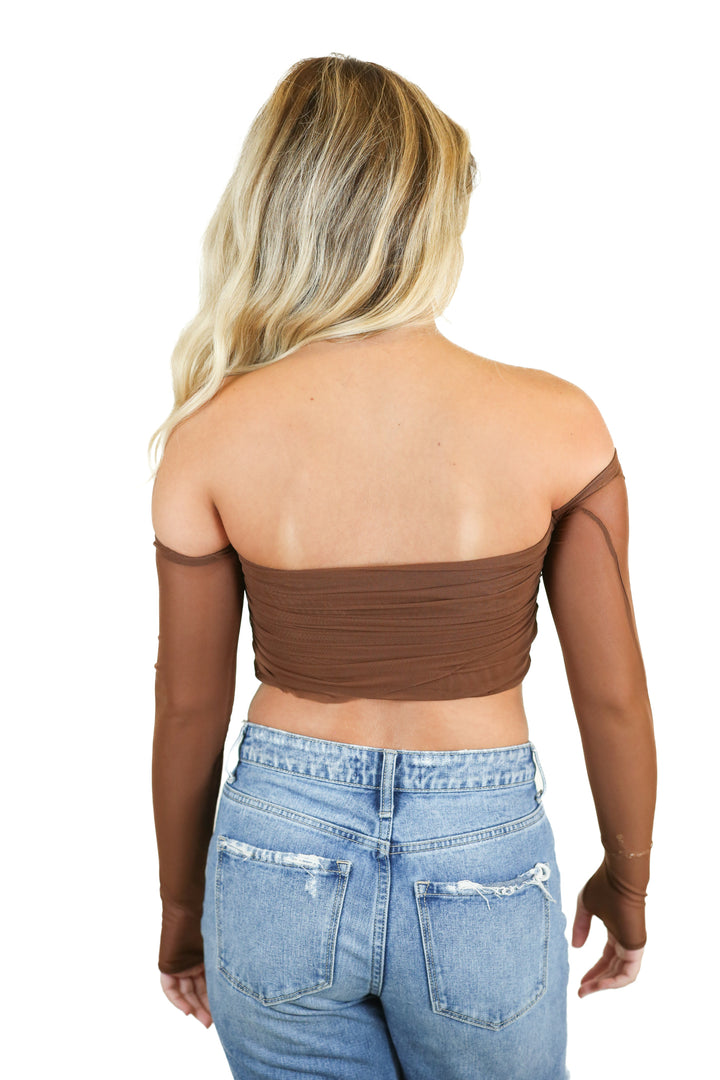 Zara brown sheer corset top (S)*