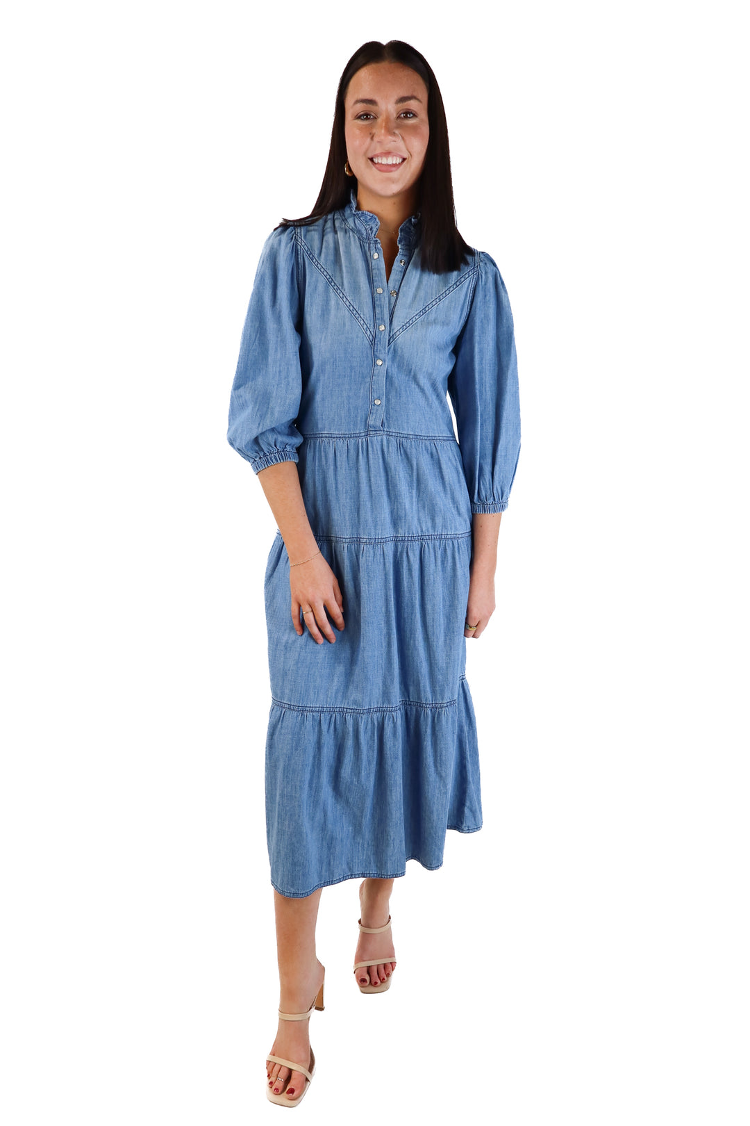 SOLD: ba&sh denim midi dress (S; retail $178)
