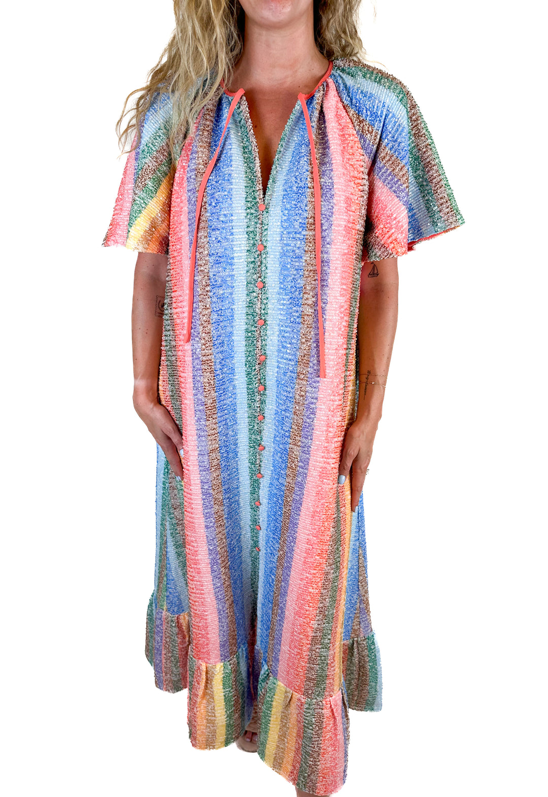 Buddy Love Rainbow Sequined Maxi Dress NWT (M)