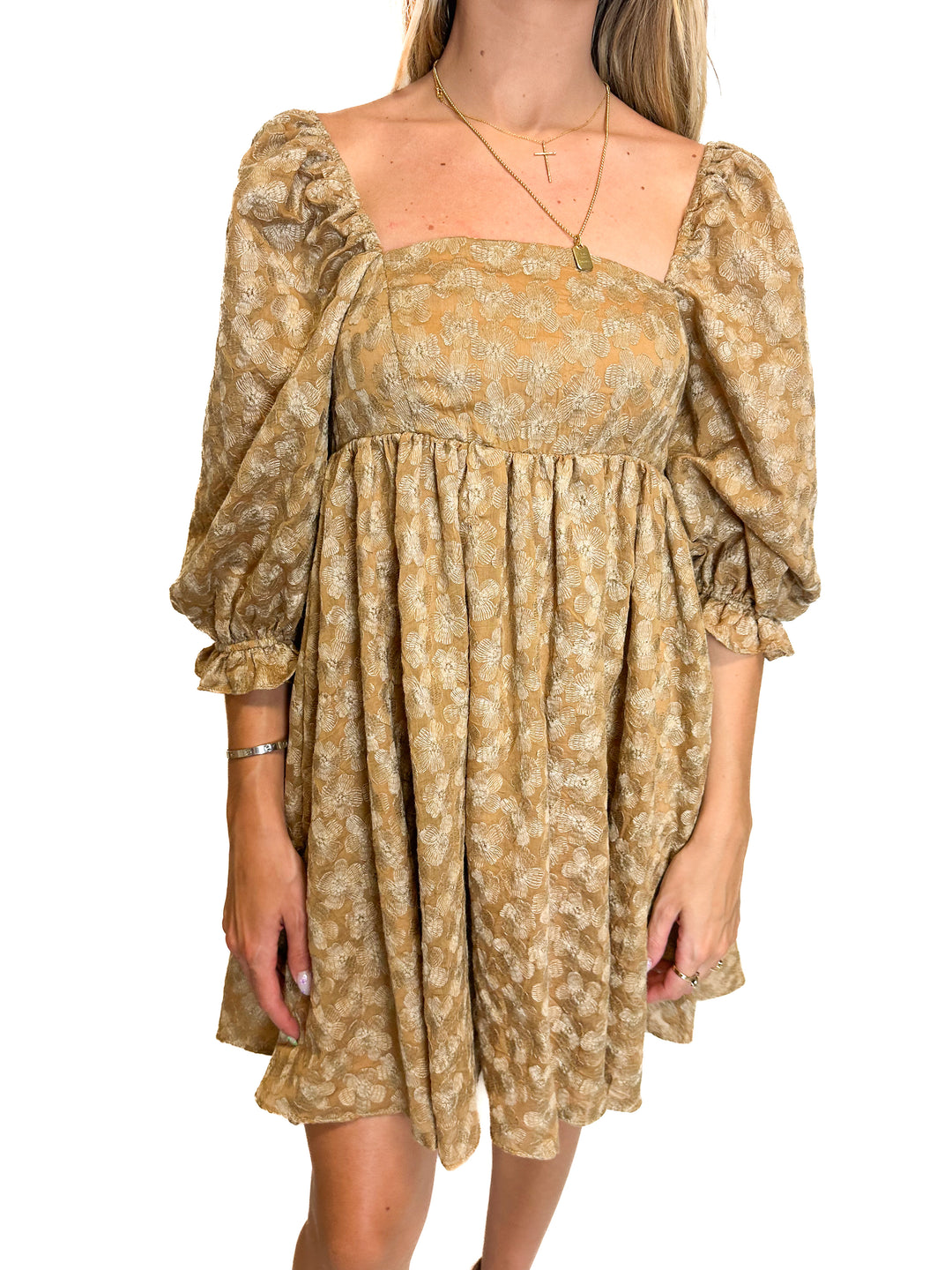 Forever Lovely Embroidered Floral Mini Dress (S)