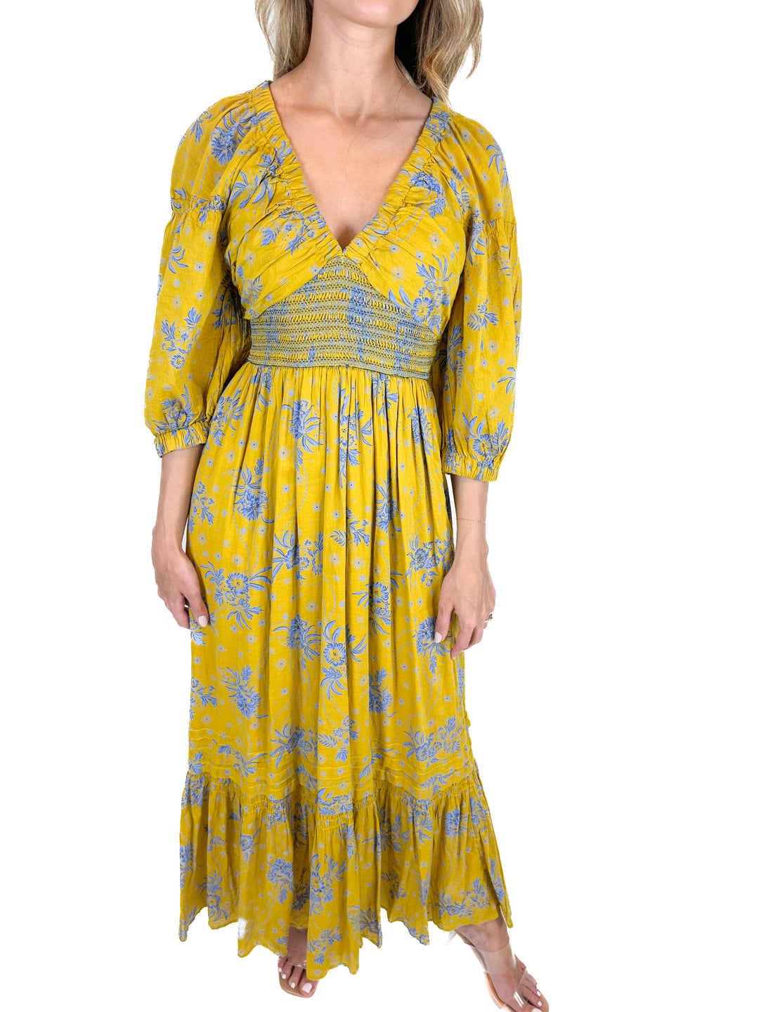 Free People Golden Hour Maxi Dress in Eqyptian Palm Combo (XS)