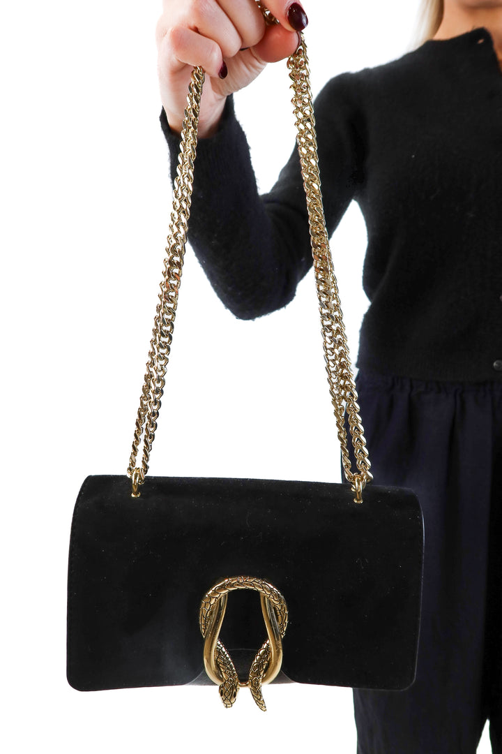 Express black/gold snake purse