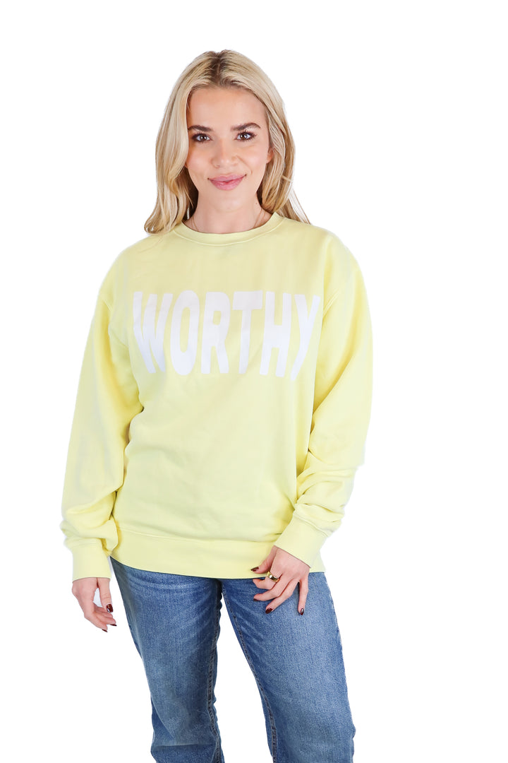 Living Fully Co by Mallory Ervin Yellow Worthy Sweatshirt (M)